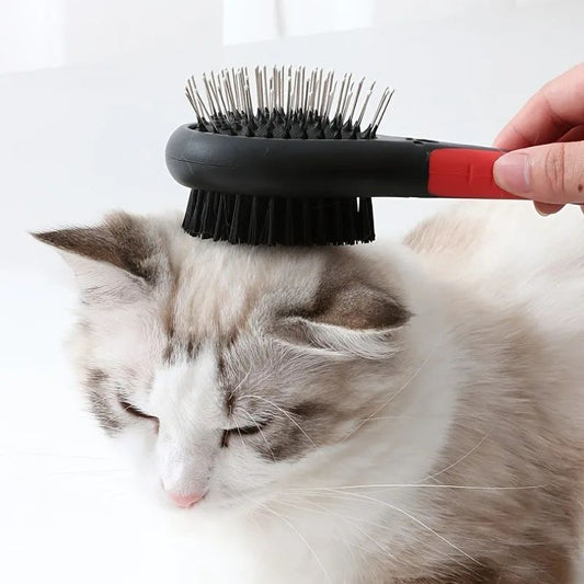 Dog Brush Cat Pet Grooming Comb 2 In 1 Double Sided Pin Cleans For Pets Shedding And Dirt Grooming Tool