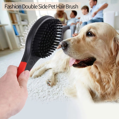 Dog Brush Cat Pet Grooming Comb 2 In 1 Double Sided Pin Cleans For Pets Shedding And Dirt Grooming Tool