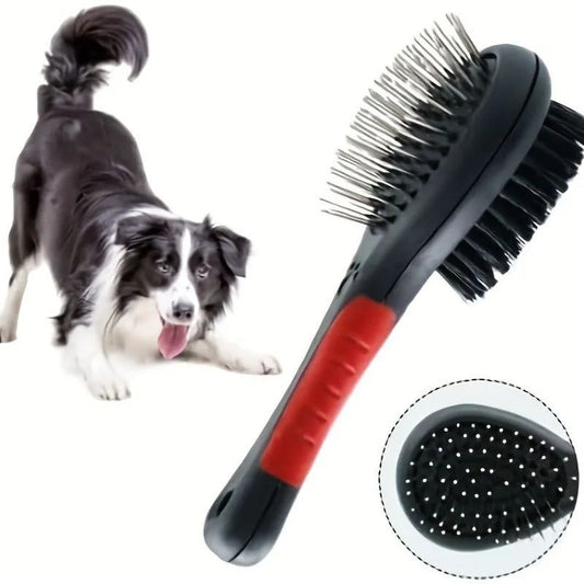 Dog Brush Cat Pet Grooming Comb 2 In 1 Double Sided Pin Cleans For Pets Shedding And Dirt Grooming Tool